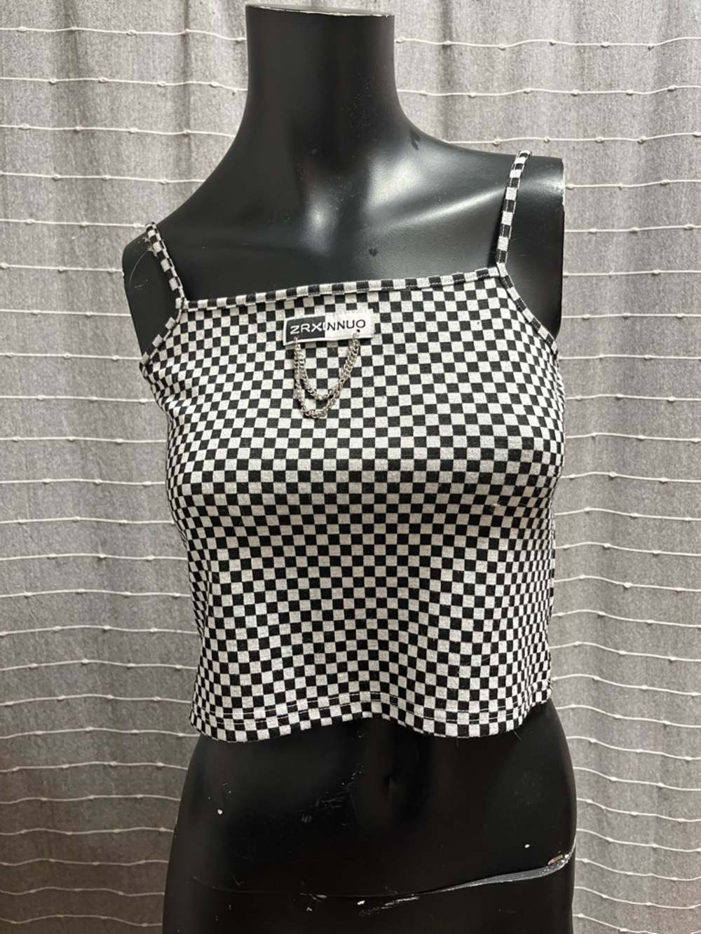 ZRXINNO Medium Checkered Crop Top Adjustable straps